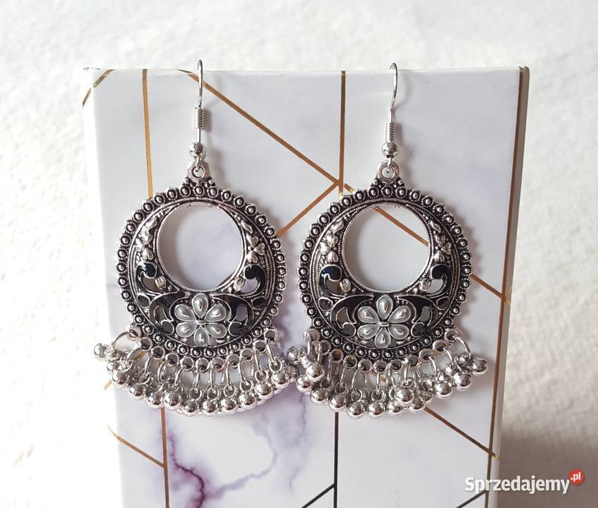 Orientalne kolczyki boho koła srebrny kolor Kolczyki Szczecin