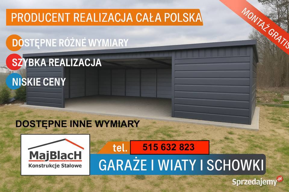 Długi Grafitowy Otwarty GARAŻ Zwoleń