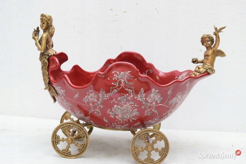 PORCELANA BRĄZ CZERWONA PATERA wóz dorożka AMOR Kraków sprzedam