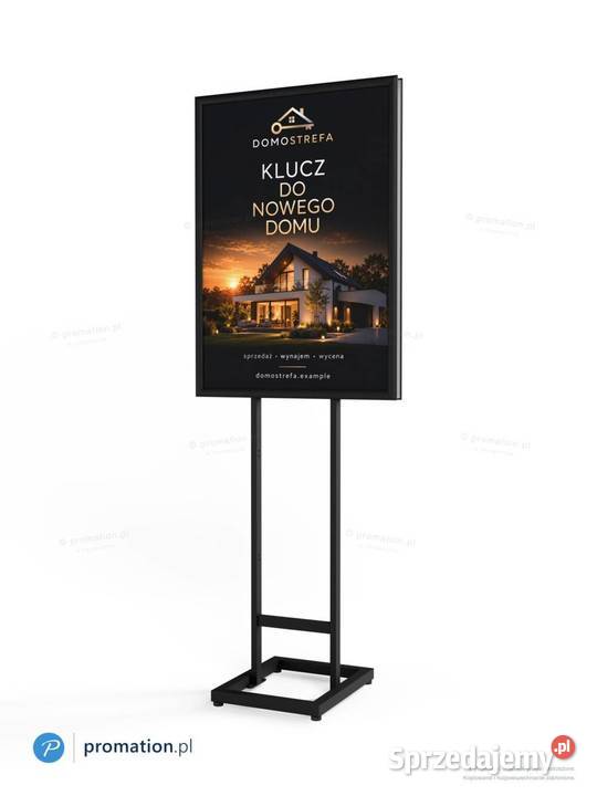 Czarny stojak na plakat A1 z ramą OWZ SLIM do Sklep łódzkie Łódź