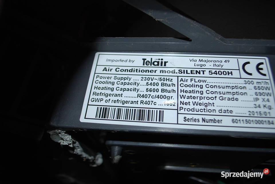 Klimatyzacja dachowa TELAIR SILENT 5400H do Kampery mazowieckie Grzebowilk