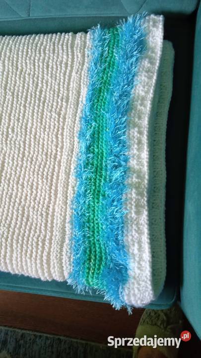 DUŻY CIEPŁY PLED Z WŁÓCZKI moje rękodzieło Pościel i koce Piła