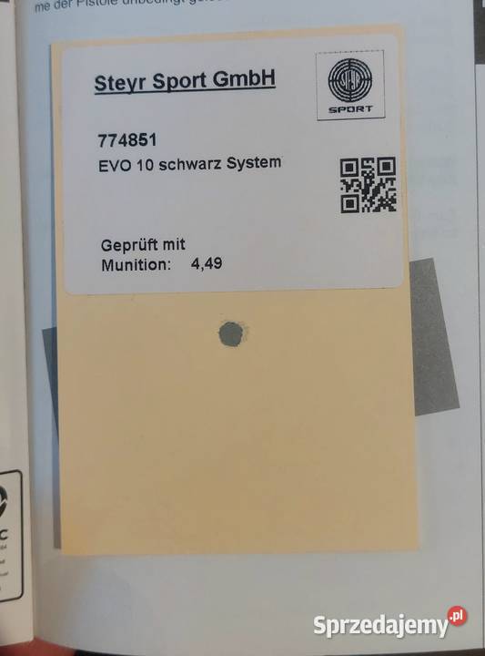 Pistolet Steyr Evo 10 45mm match Borówno