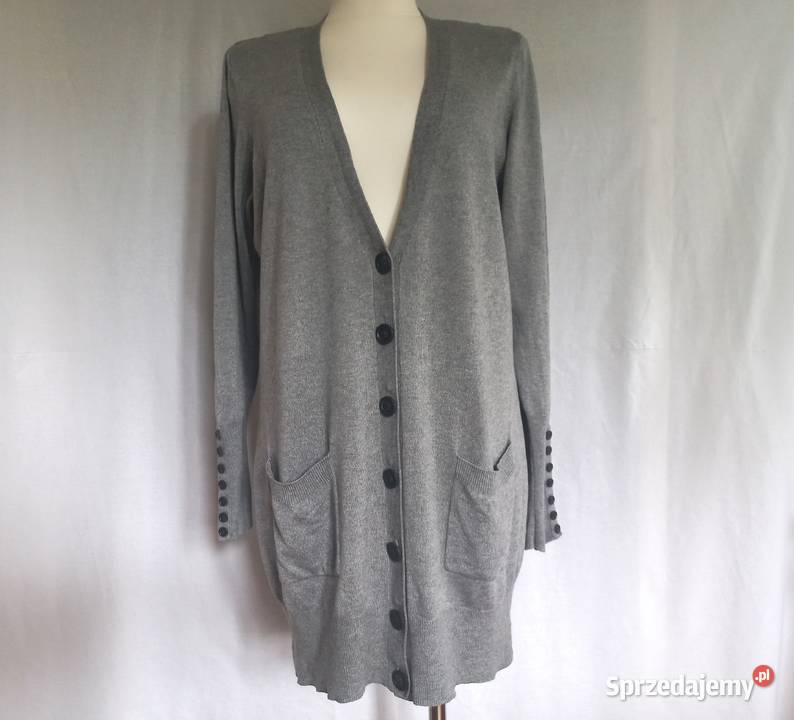 Kardigan damski Sweter szary r 40 Elegancki NOWY szary/srebrny Białystok