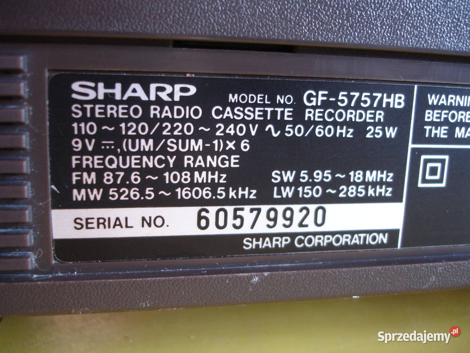 Radiomagnetofon SHARP GF5757HB Zielona Góra