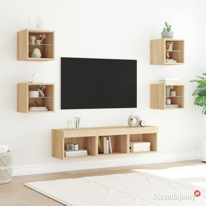 7częściowy zestaw mebli TV z LED dąb sonoma Warszawa