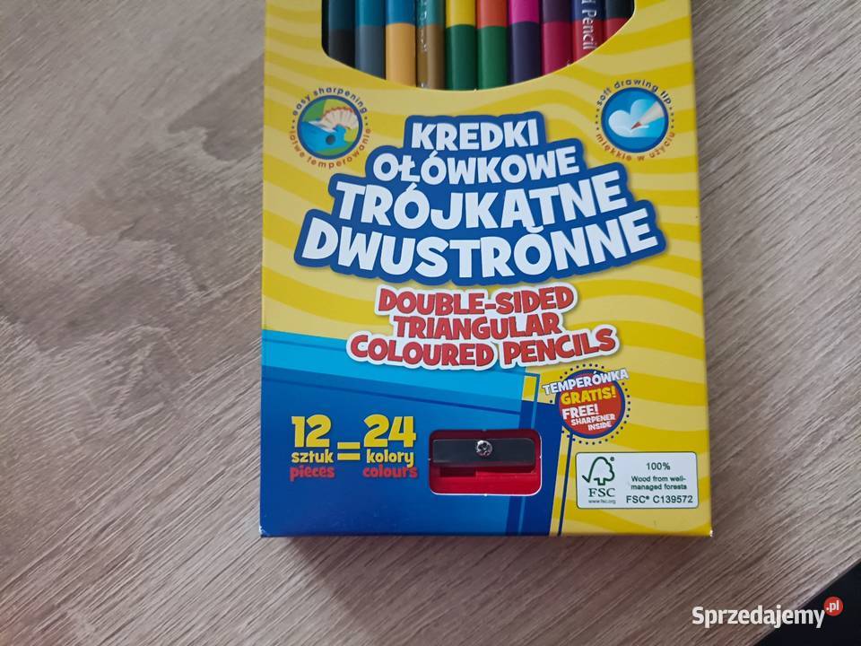 Kredki ołówkowe trójkątne dwustronne Astra 24 Kwidzyn sprzedam