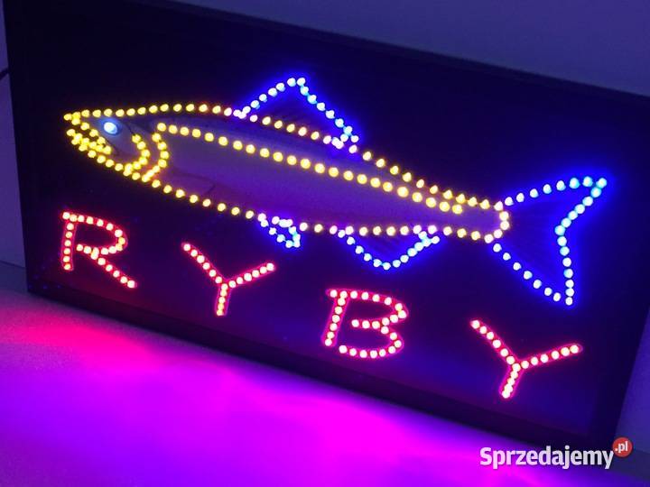 LED Reklama RYBY 68x38 diodowa zewnętrzna GOTOWA Gastronomia mazowieckie Pomiechówek