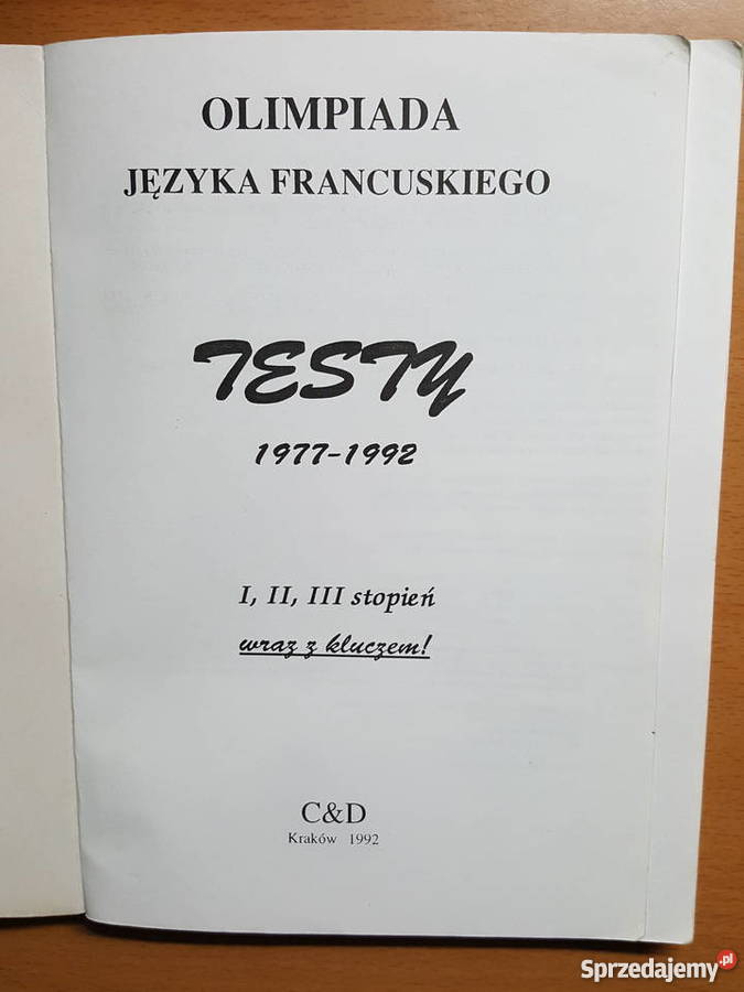 Książka Olimpiada języka francuskiego TESTY z Złotniki