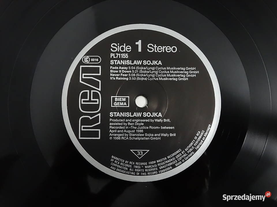 STANISŁAW SOJKA Vinyl LP RCA 1986 Stan Wydanie Biłgoraj