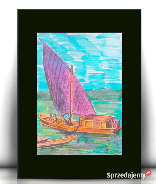żeglarski obrazek A4 żagle plakat 21x30 żaglówka inny kolor Olsztyn