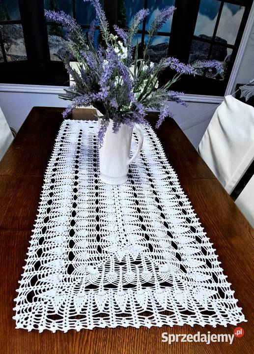 Bieżnik serwetka na szydełku rękodzieło biała Poznań