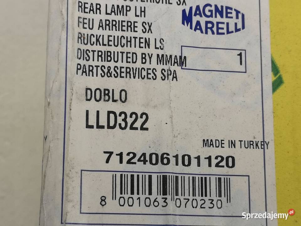 LAMPA LEWY TYŁ FIAT DOBLO 2005 NOWA MAGNETI