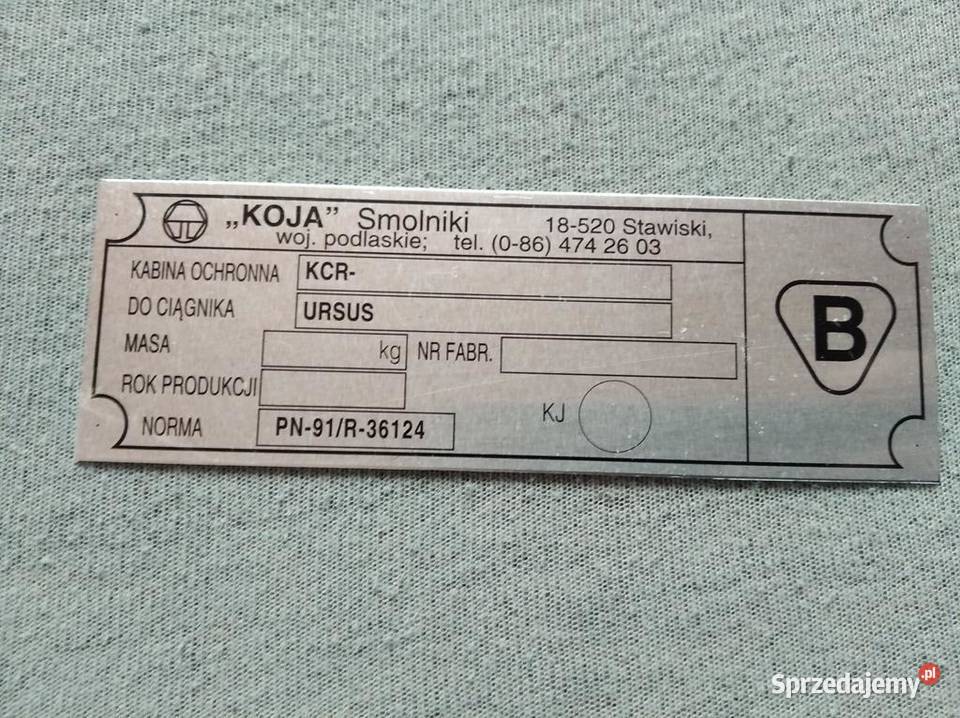 Ursus tabliczka kabiny Koja Smolniki oryginalna Lublin
