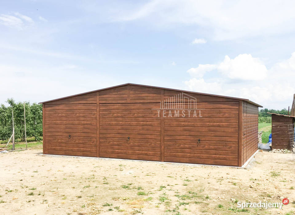 Garaz blaszany 9x6m 3x brama uchylna drzwi Turek