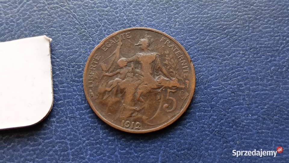Stare monety 5 centym 1912 Francja 2 Lesko