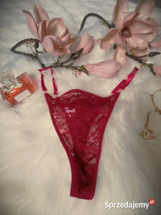 stringi koronka czerwona burgund mazowieckie Warszawa