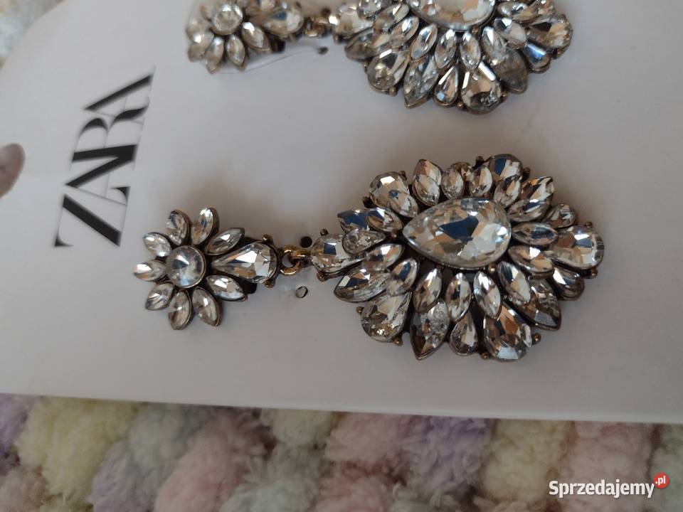 ZARA Bogato zdobione cyrkoniami kolczyki ślubne małopolskie Kraków