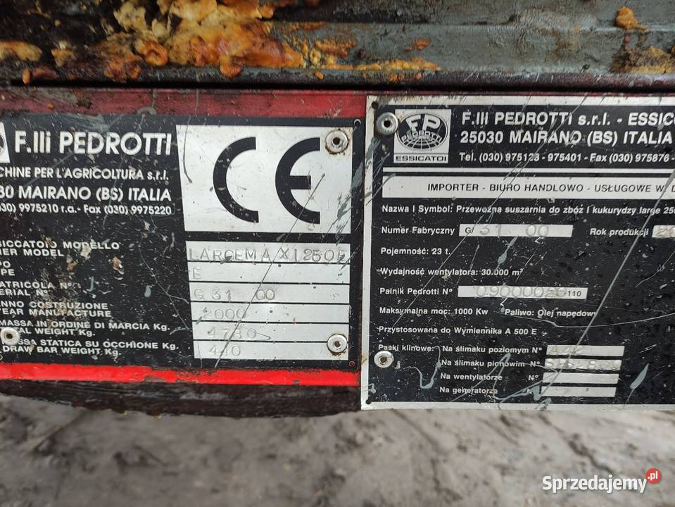 Suszarnia do zboża kukurydzy Pedrotti large 250 łódzkie