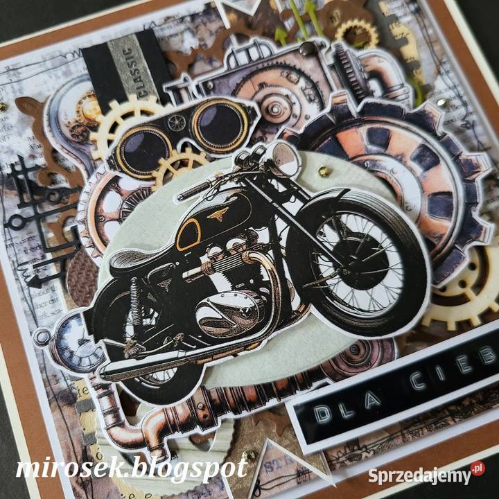 Kartka okolicznościowa z motorem kobiety kub Łódź