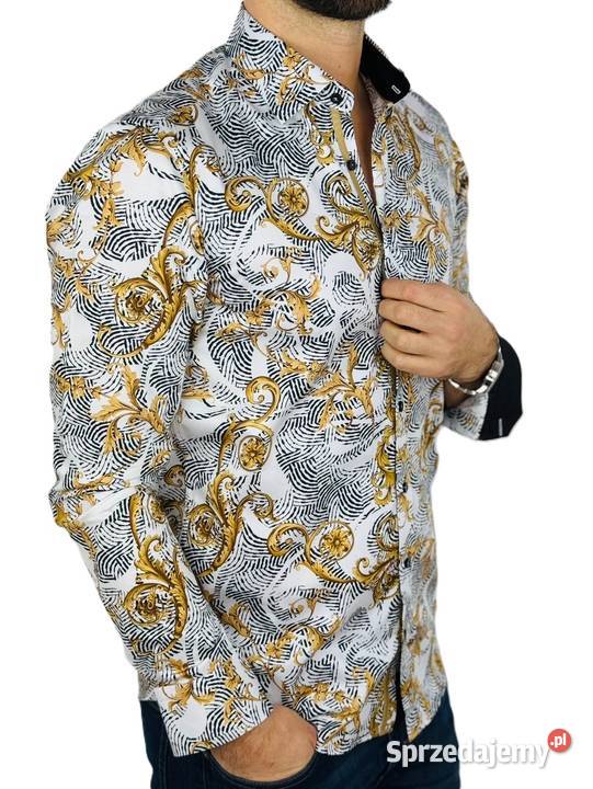 DANIEL BESSI Koszula męska fb114 biała złota Rozmiar L Ostrów Wielkopolski