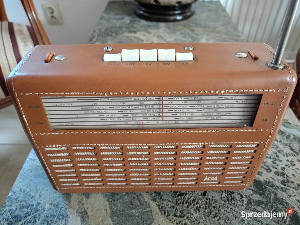 Zabytkowe Radio AGA w skórzanej obudowie 60 Lata Drawski Młyn