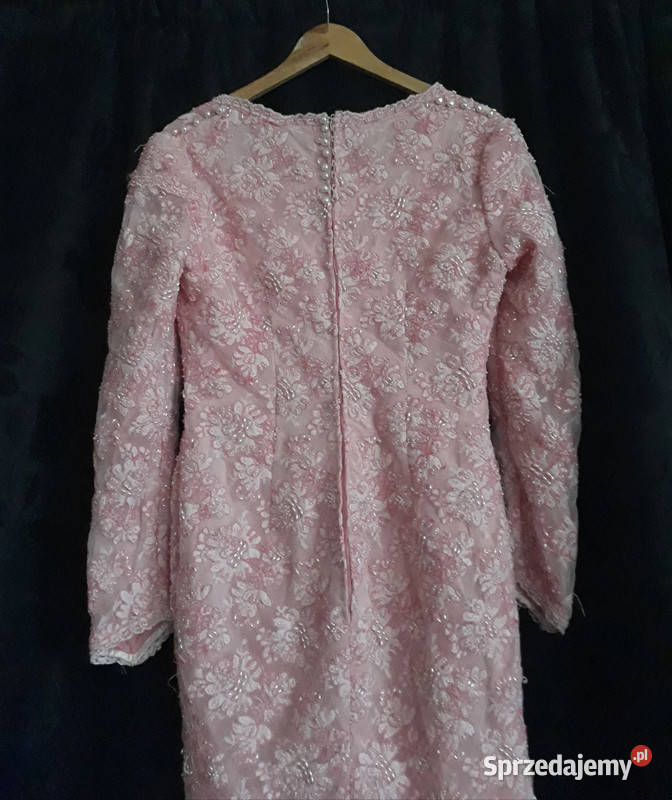 różowa koronkowa vintage koronkowa sukienka M Sosnowiec sprzedam