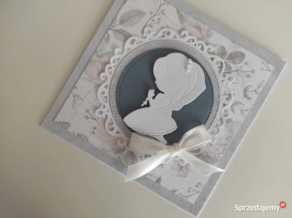 Kartka ręcznie robiona Komunia Święta handmade Rękodzieło Antyki, Sztuka, Kolekcje Łódź