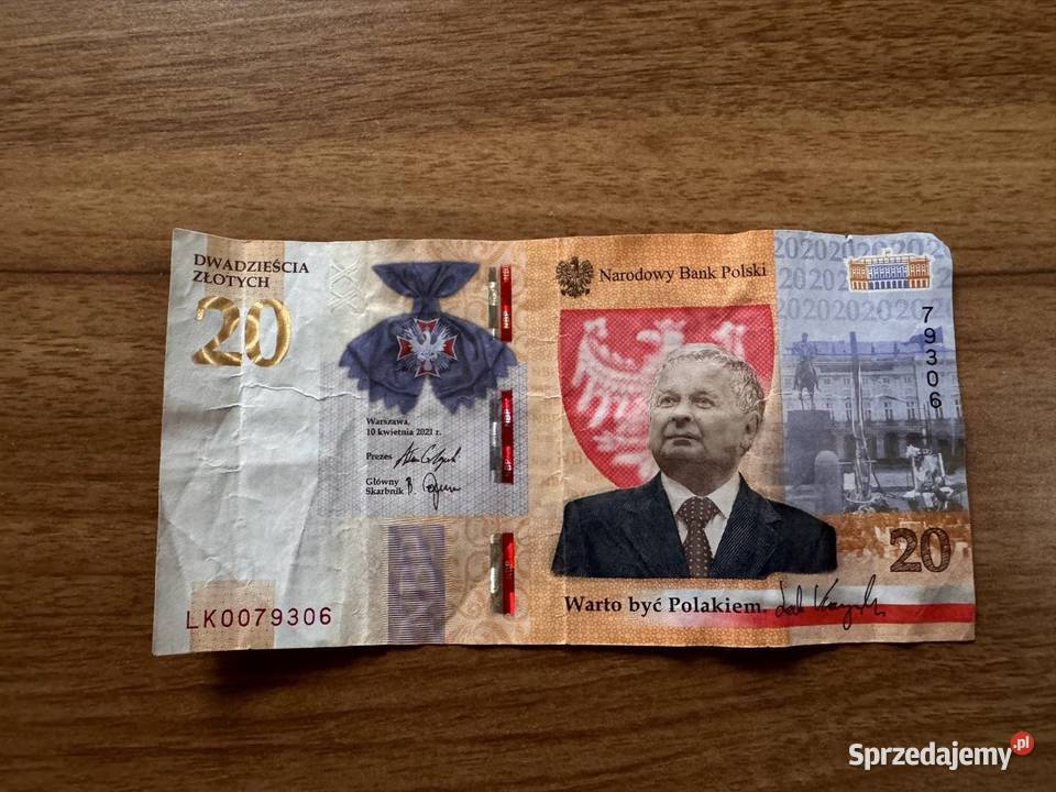 Banknot Lech Kaczyński 20 używany Skarżysko-Kamienna