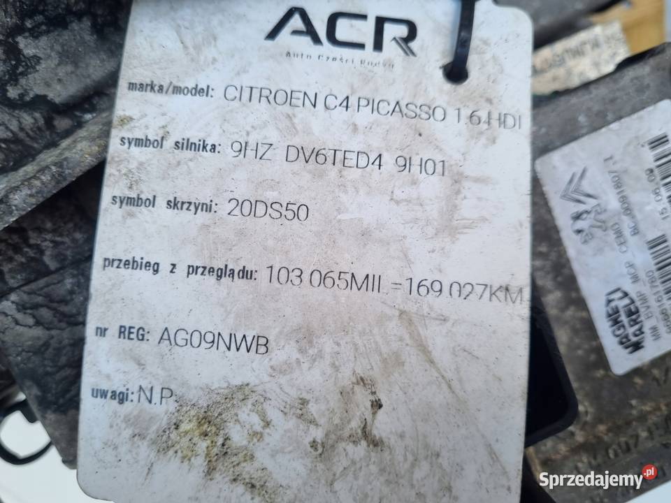 Citroen C4 16 HDI SKRZYNIA BIEGÓW manual 20DS50 Chełm