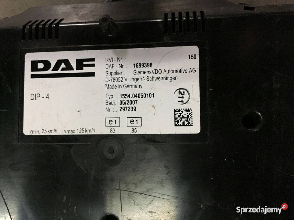 Zegar Licznik DAF XF CF 1699396 Typ 155404050101 Maszewo