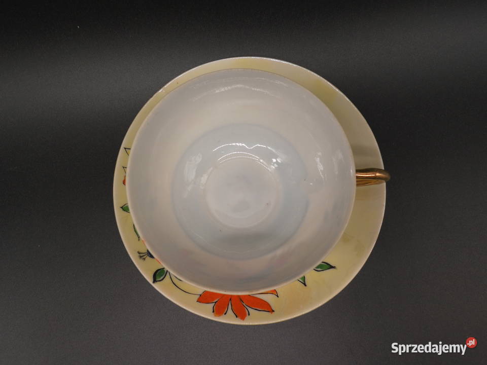 Unikatowa Japońska Filiżanka ze Spodkiem Ręcznie Raszków