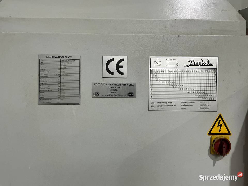 Prasa krawędziowa Baykal APHS 310 CNC mało godz