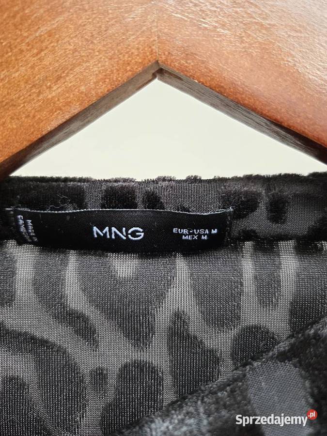 Czarna bluzka top w panterkę zwierzęcy wzór Mango Bluzki i koszule Liszki