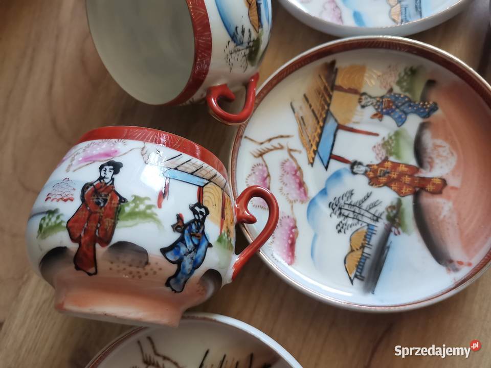 Stara porcelana japońska Kutani trzy Gejsze śląskie