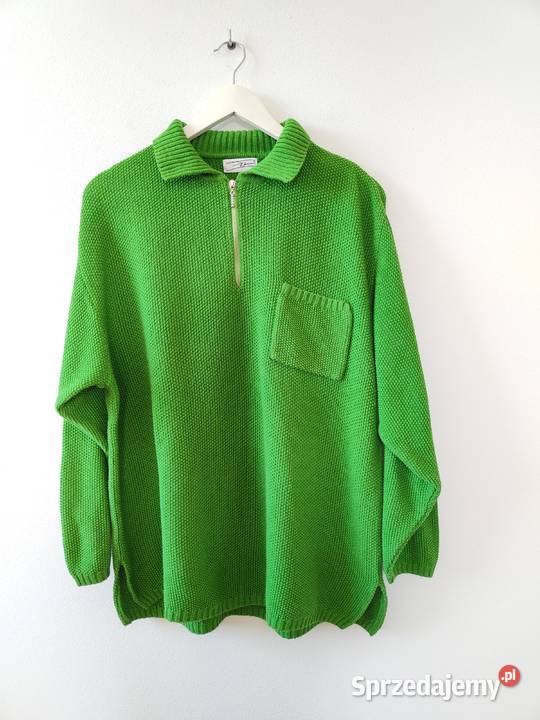 Zielony sweter Oversize Vintage Zamek Zip 40 42 Jasło sprzedam