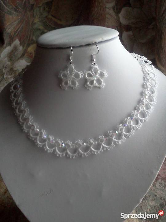 Komplet biżuterii frywolitkowej małopolskie Wiśniowa