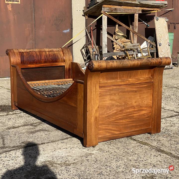 Łóżko Biedermeier pojedyncze 100x200 orzech XIX Gryfice