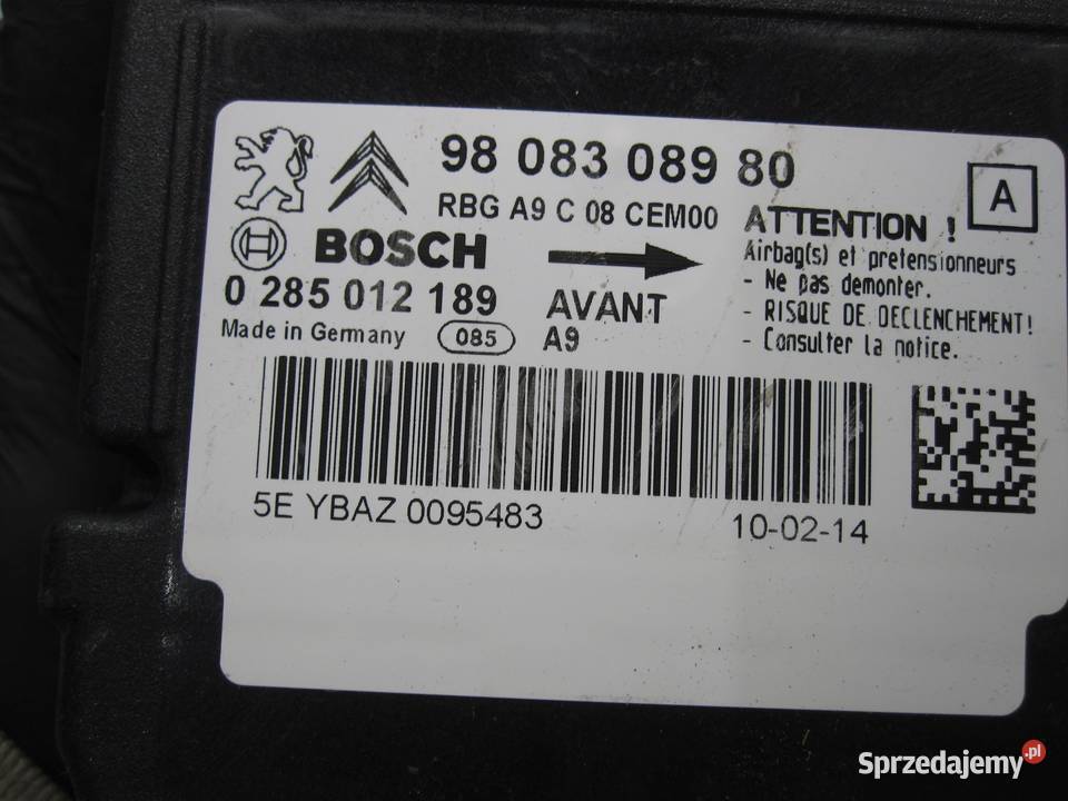 PEUGEOT 208 I 14r moduł AIRBAG 0285012189 Kielce