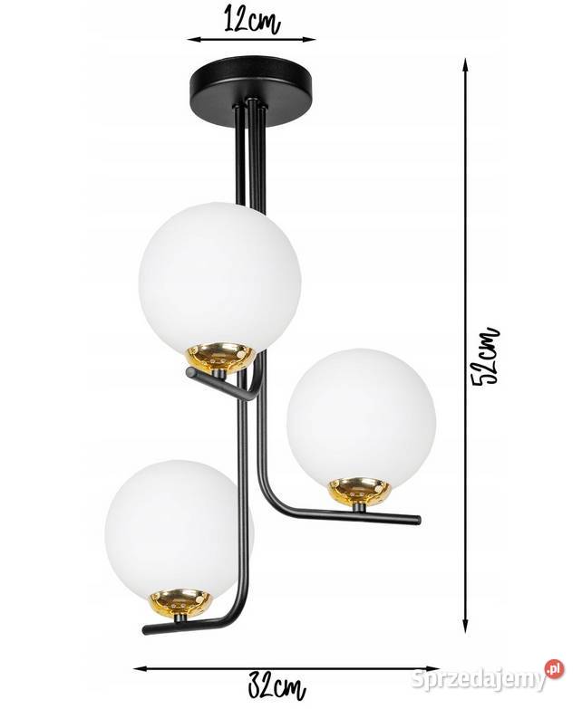 LAMPA SUFITOWA WISZĄCA SZKLANA KULA Czarna ZŁOTA