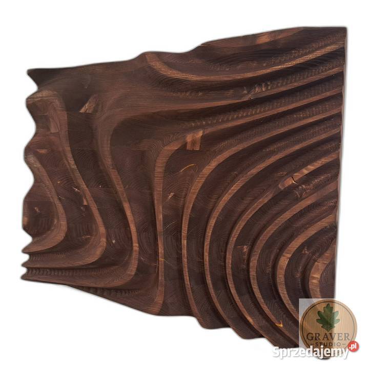 Płaskorzeźba drewniana fale wody dekoracja sprzedam