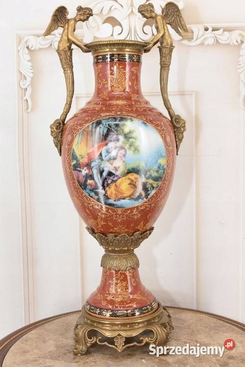 Porcelanowa Czerwona Waza Amfora Nimfy Porcelana Czerwona Herbata Kraków