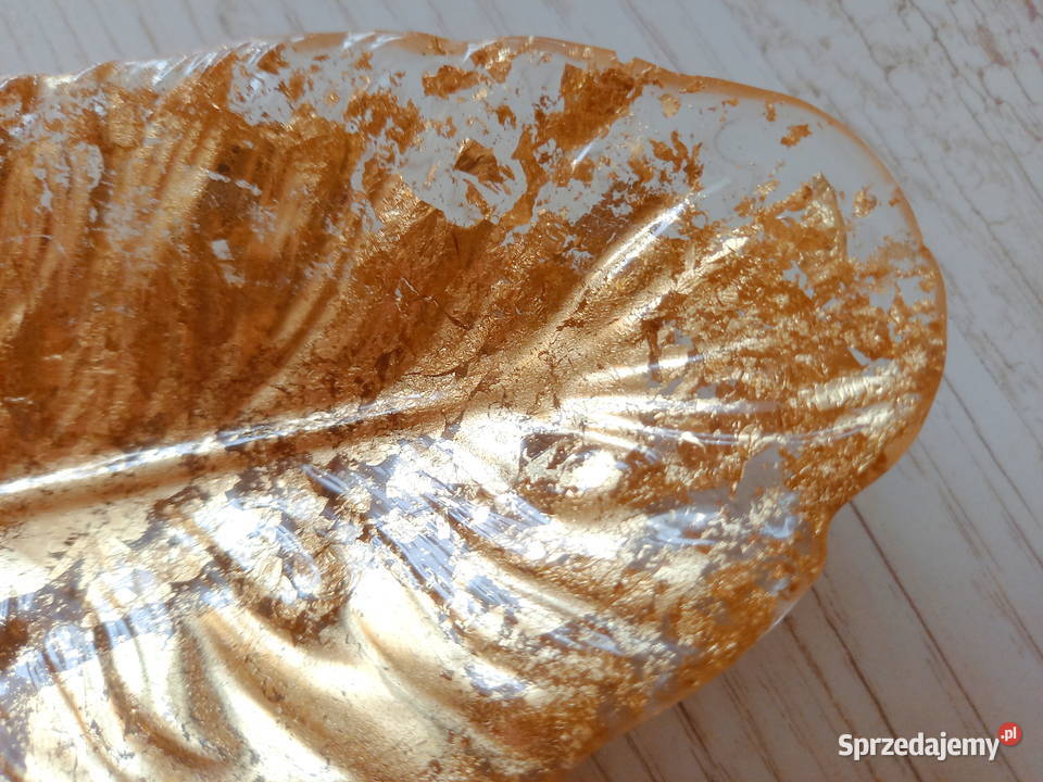 Nowa taca biżuternik Piórko z drobinkami złota Kraków