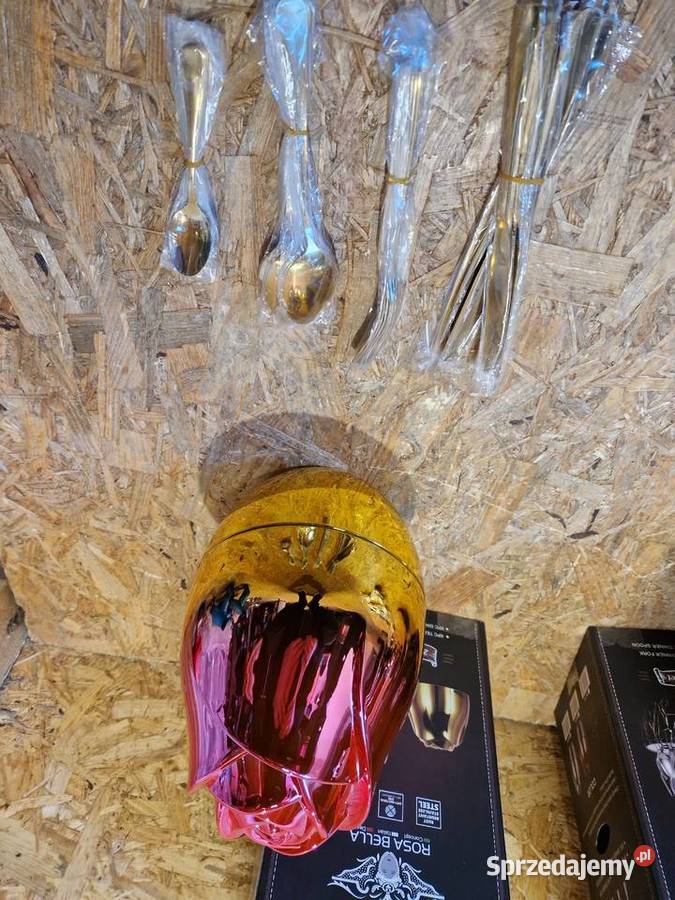 Komplet sztućców stal nierdzewna połysk złote Głogowa sprzedam