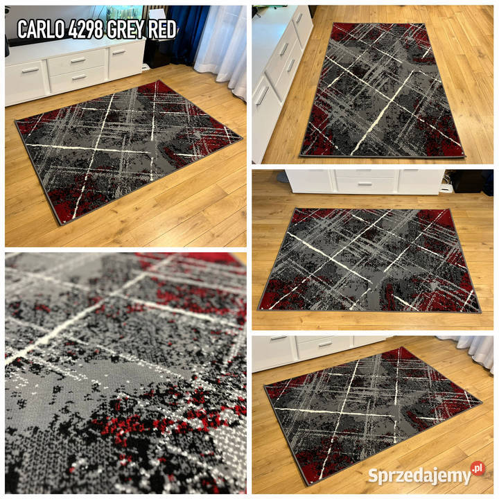 NOWOCZESNY DYWAN 120X170 CARLO 4298 GREY RED Białystok
