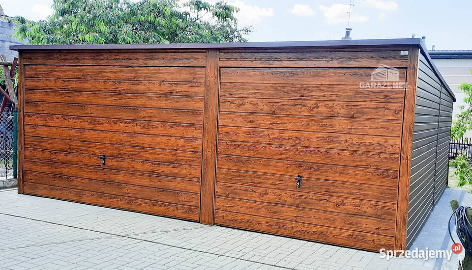 GARAŻ BLASZANY 6m x 6m SPAD TYŁ 2X BRAMA UCHYLNA Łapanów
