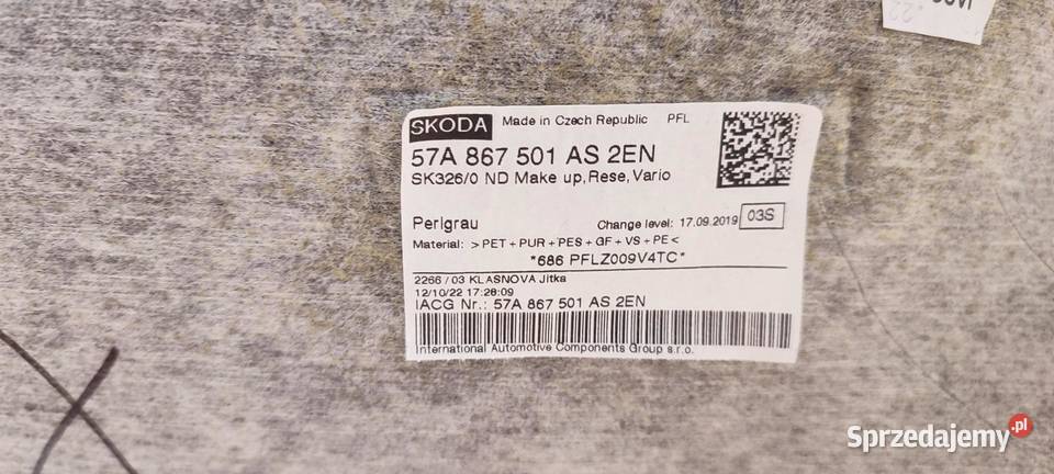SKODA KAROQ PODSUFITKA 2023 57A867501AS sprzedam
