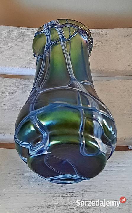 Wazon irizowane czeskie szkło Pallme Konig 1900 Ostrów Wielkopolski