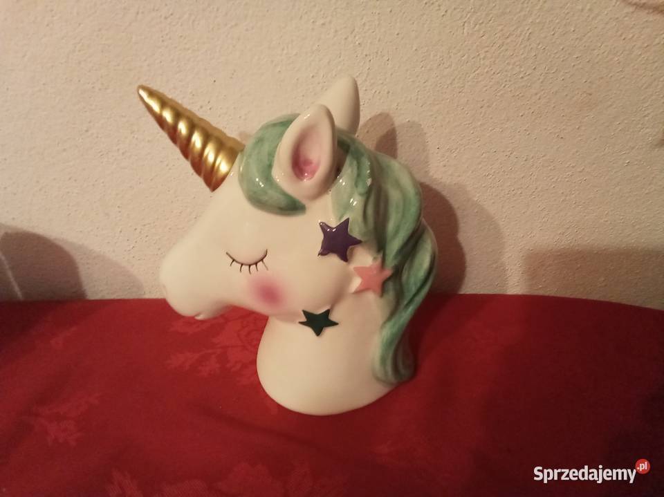 Porcelanowa głowa jednorożca z niebieskimi Warszawa