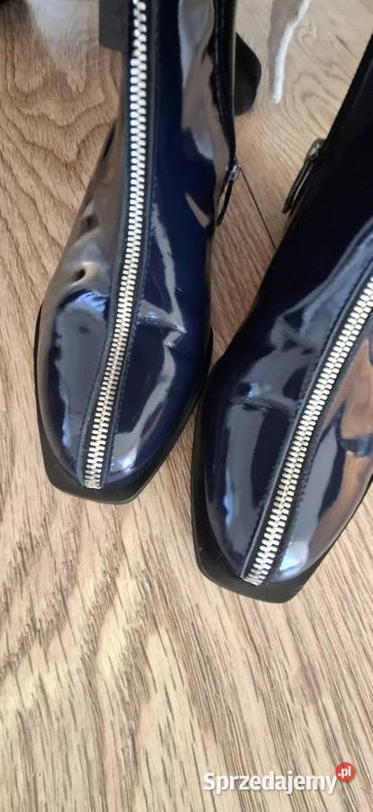 Nowe lakierowane skórzane botki Kordel granatowe Kraków